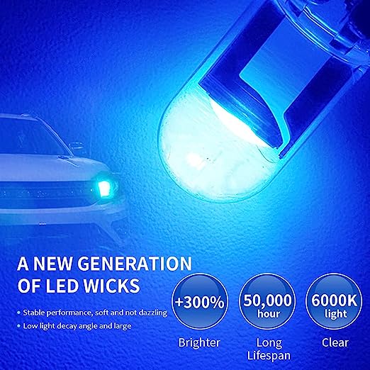 AUTOPOWERZ 2pcs 5W Blue T10 LED Bulb Wedge License Plate Lamp Dome Light 3000K Light Bulb for Car Interior Light (2 pieces,Blue)