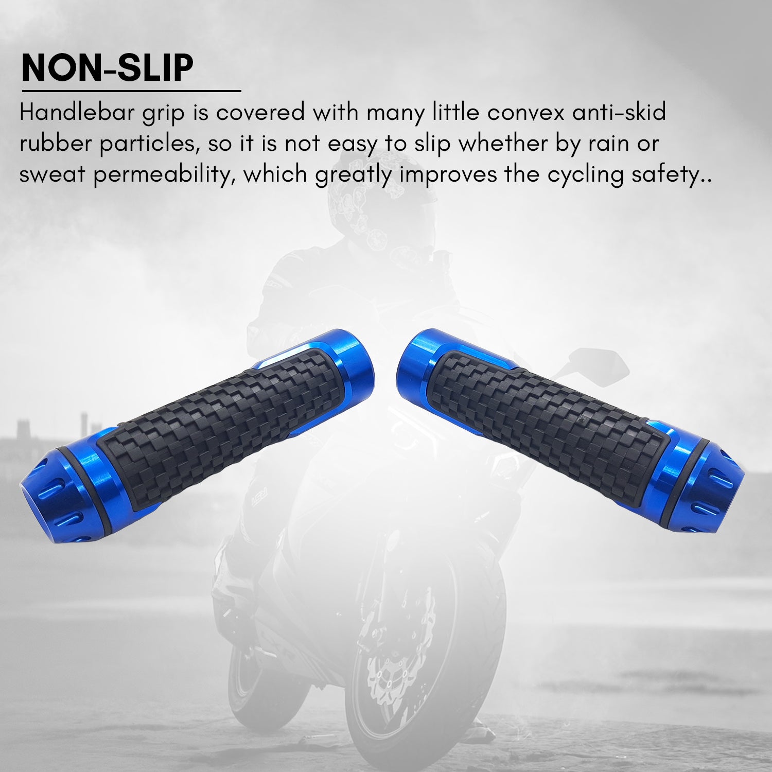 Aluminum and Rubber Motorcycle Grips Non Slip Universal High Strength Handlebar Grip Cover for Motorcycle (Pack of 2, Blue)