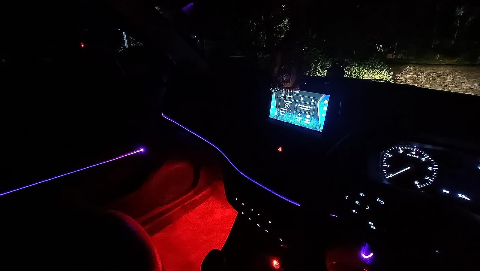 Multicolor 9IN1 Car Interior Under Dash Vibe Ambience Atmosphere and Neon EL Wire Lighting Kit Combo with Music/Sound Sync & Mobile App Control