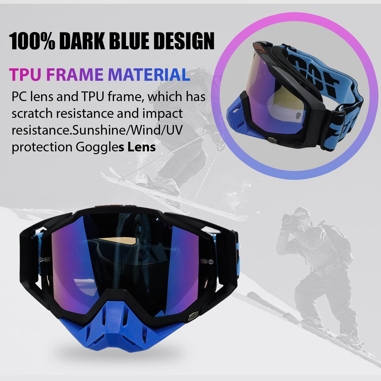 AUTOPOWERZ 100%  Goggle Dark-Blue Color