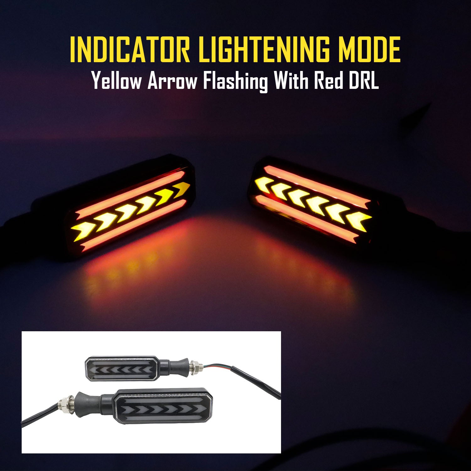 AUTOPOWERZ® LED Running Light Yellow Running & Red DRL Bike Turn Signal Indicator Lamp Universal for Motorbikes -(Pack of 2) (Red-Yellow)