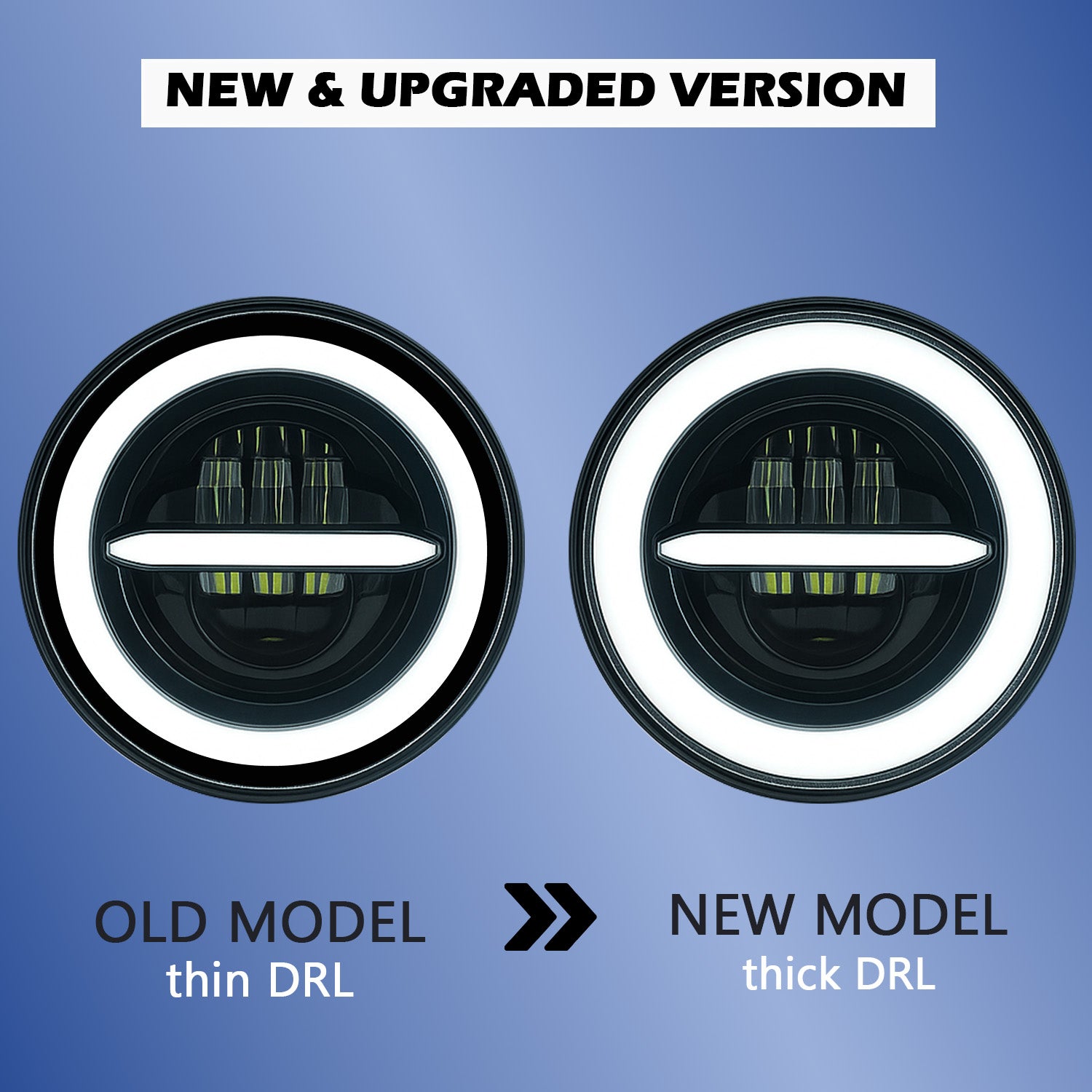 LIU HJG 7 inch headlight, yellow/white drl headlight, round led headlight, liu hjg thick drl headlight, round led headlight, liu hjg round headlight with drl