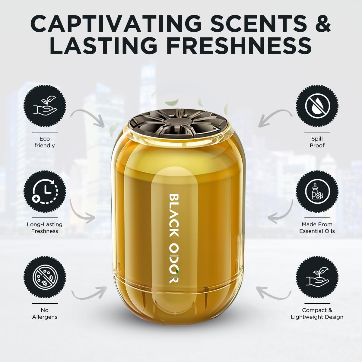 BLACK ODOR BO-8 Lemon Car Air Freshener, big size 180g car air freshener, long-lasting lemon fragrance air freshener, natural oil-based air freshener gel, remove bad odors car perfume, car home office air freshener, 60 days long-lasting air freshener, citrus lemon scent air freshener, gel type air freshener for car, car dashboard air freshener lemon, premium car air freshener Black Odor, multi-purpose room and car freshener, air freshener for washroom and office, non-hanging car perfume gel, BO-8 lemon air 