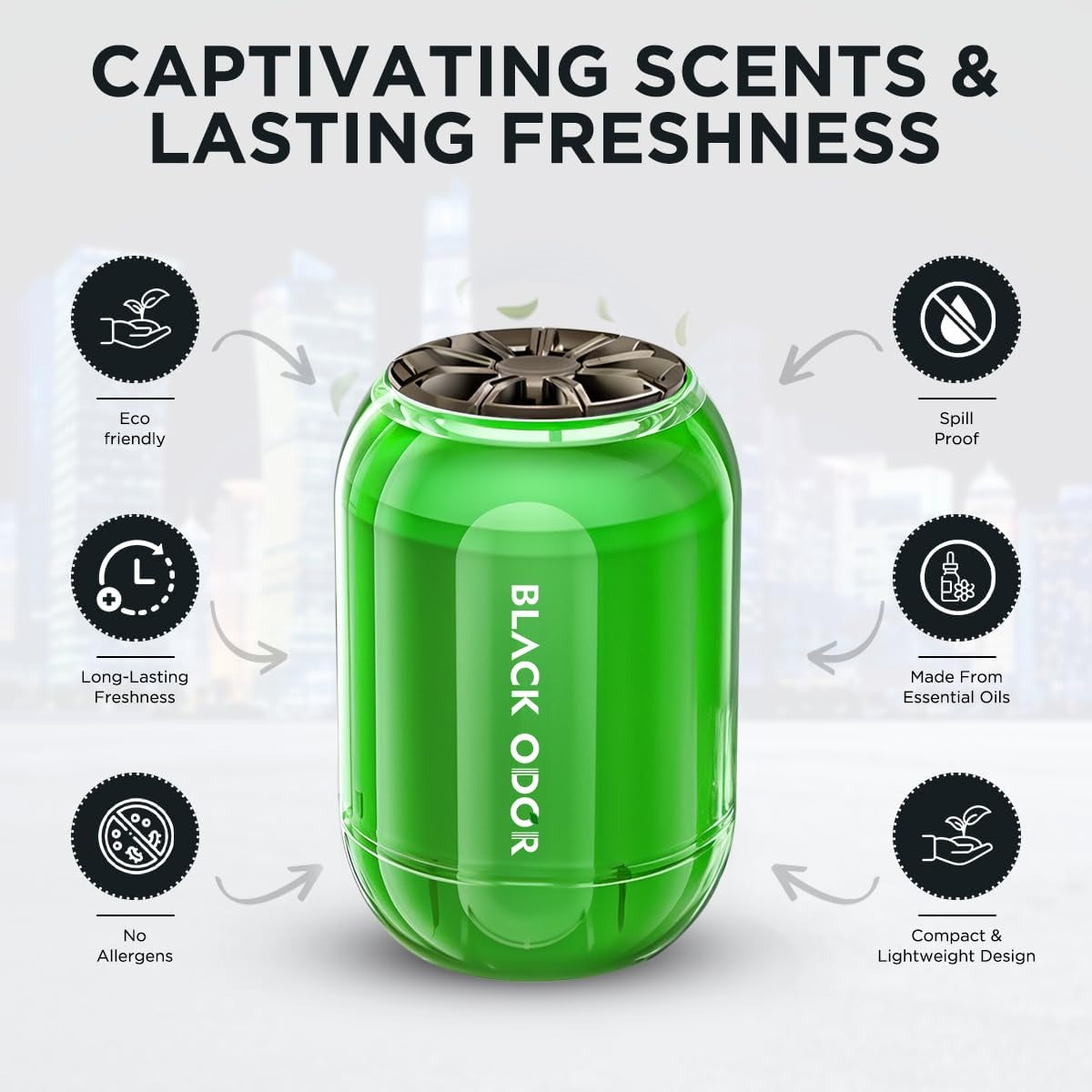 BLACK ODOR BO-8 Jasmine Car Air Freshener, big size 180g car air freshener, long-lasting jasmine fragrance air freshener, natural oil-based air freshener gel, remove bad odors car perfume, floral car perfume for dashboard, car home office air freshener, 60 days long-lasting air freshener, jasmine scent air freshener gel