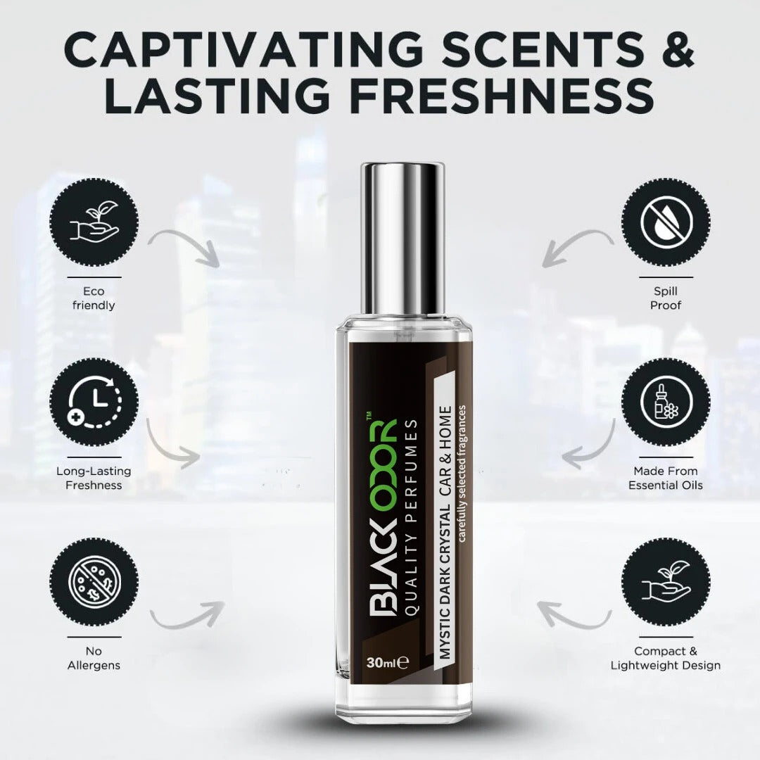 Mystic Dark Crystal car freshener, BLACK ODOR car spray, natural car air freshener, long-lasting car fragrance, premium car perfume spray, bold car interior scent, BLACK ODOR Mystic freshener, odor eliminator spray for cars, luxury car air freshener, car dashboard fragrance, dark crystal scent car spray, car freshener with natural ingredients, automotive interior freshener spray, strong fragrance car freshener, BLACK ODOR Dark Crystal aroma.