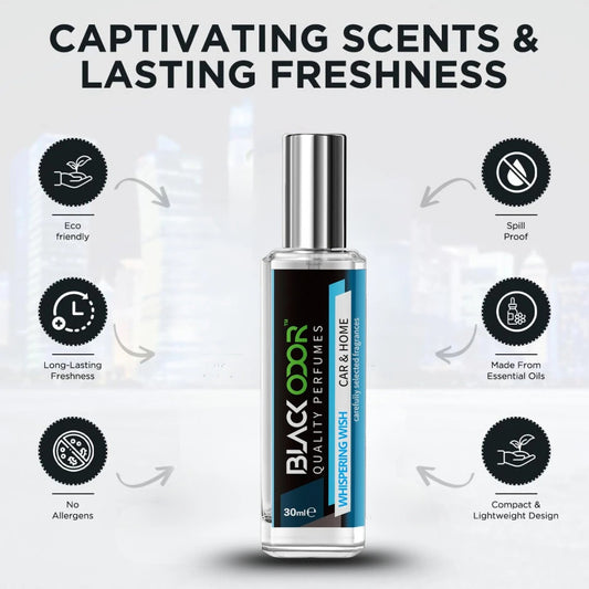 Whispering Wish car air freshener, BLACK ODOR BO-34 freshener spray, natural car perfume, long-lasting car fragrance spray, bold and refreshing car scent, premium car deodorizer, car interior freshener spray, odor eliminator for car, BLACK ODOR Whispering Wish fragrance, car dashboard air freshener, luxury car freshener spray, soothing car aroma, daily use car air freshener, fresh car scent spray, BO-34 BLACK ODOR air freshener.