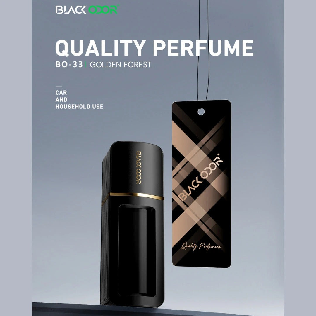 Golden Forest car air freshener, BLACK ODOR BO-33 freshener, natural forest fragrance for car, long-lasting earthy scent, forest-inspired air freshener, car home office air freshener, BO-33 BLACK ODOR fragrance, natural car deodorizer, fresh forest aroma spray, premium car air freshener, outdoor-inspired scent for interiors, dashboard air freshener spray, odor eliminator forest scent, BLACK ODOR Golden Forest perfume, calming nature scent for car and home