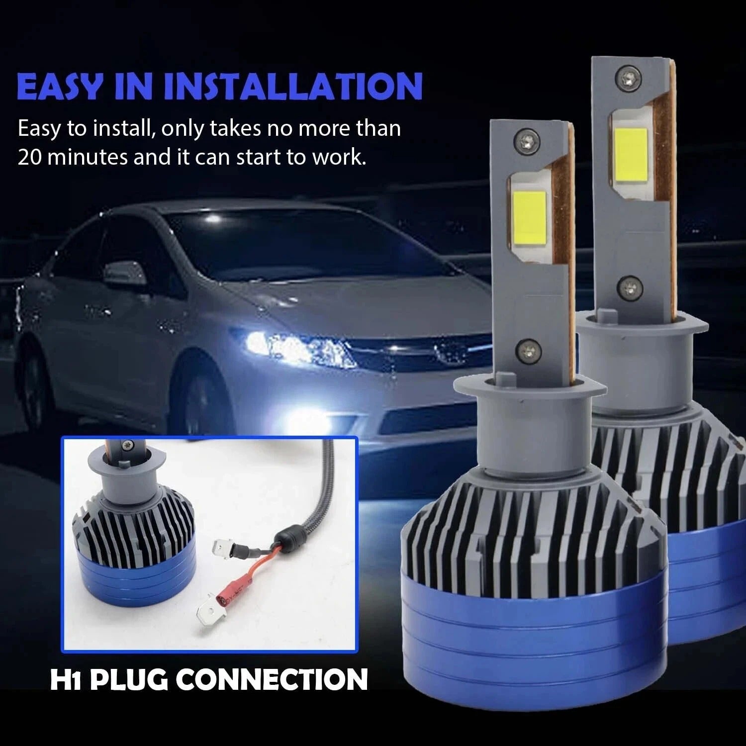 300W LIU HJG White Car LED Headlight Bulb