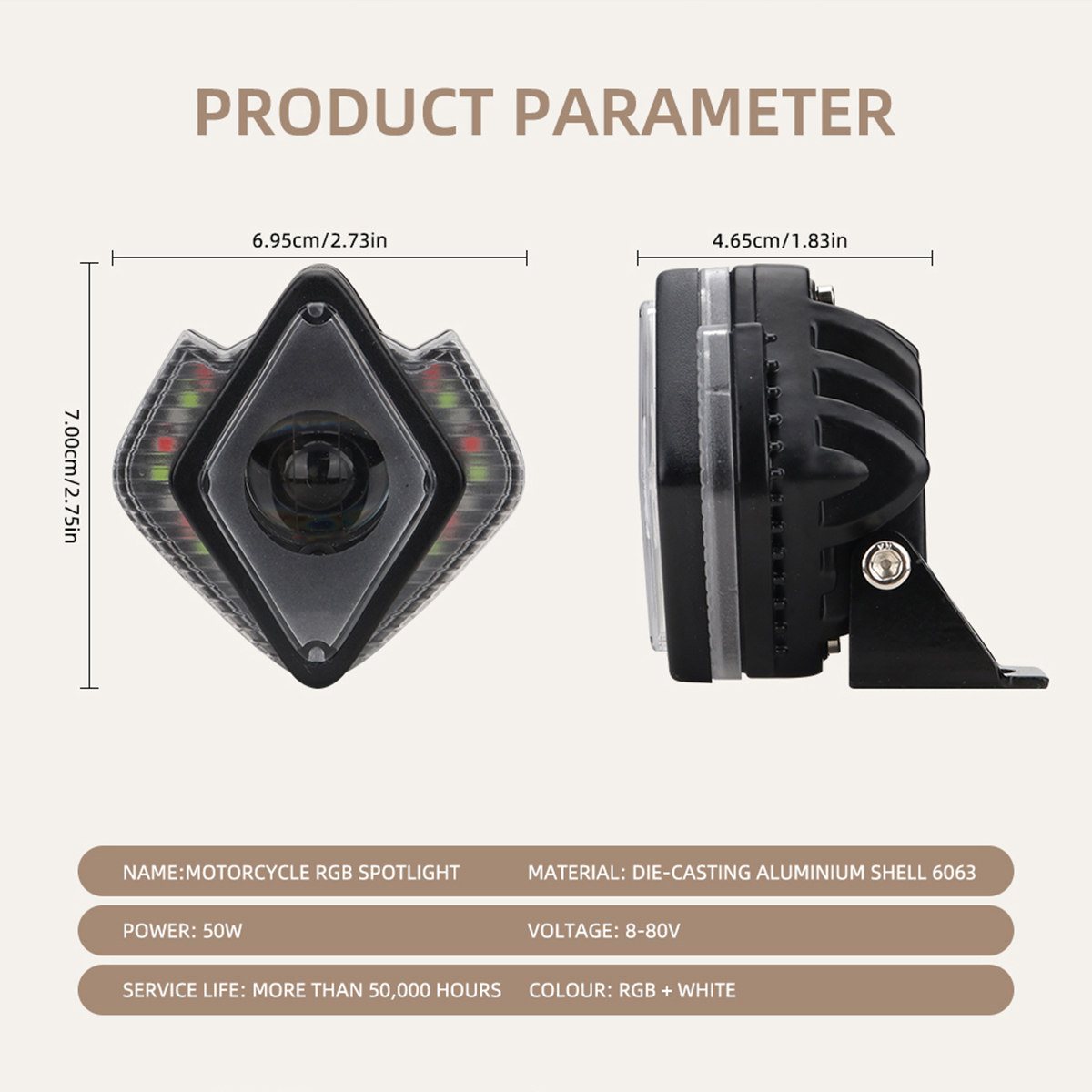 50W White & RGB Eye Shape LED Fog Light