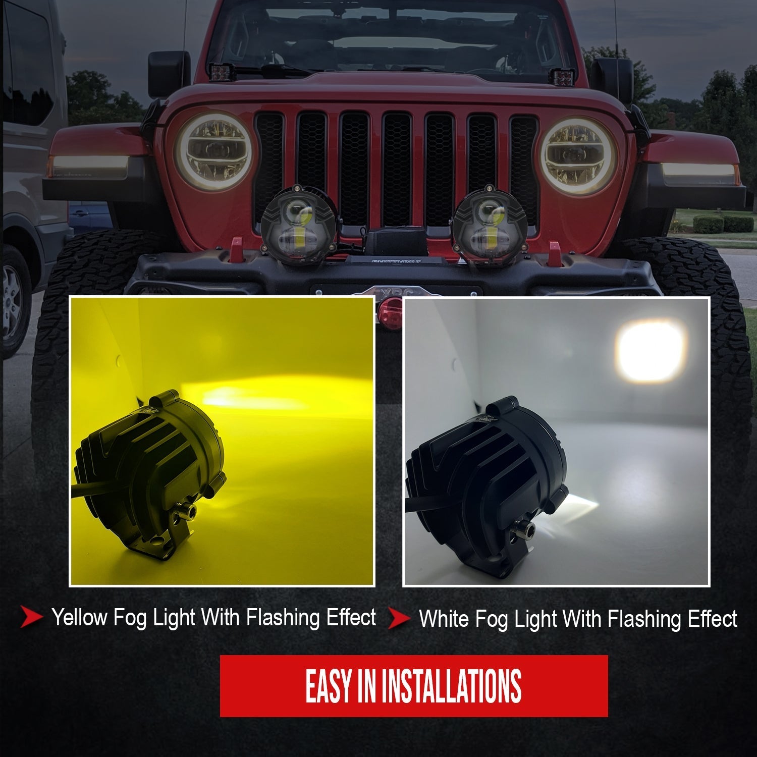 AUTOPOWERZ Dual Lens Cut Fog Yellow-White light Low & High Beam for Universal Vehicles 12V-80V,30W