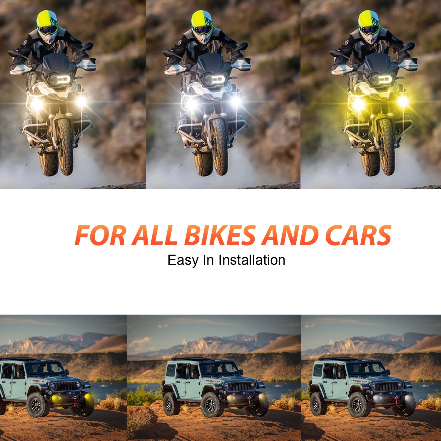 LIU HJG 80W Yellow/White & Multicolor LED Fog Light | Universal Fit for Bike, Car & Truck