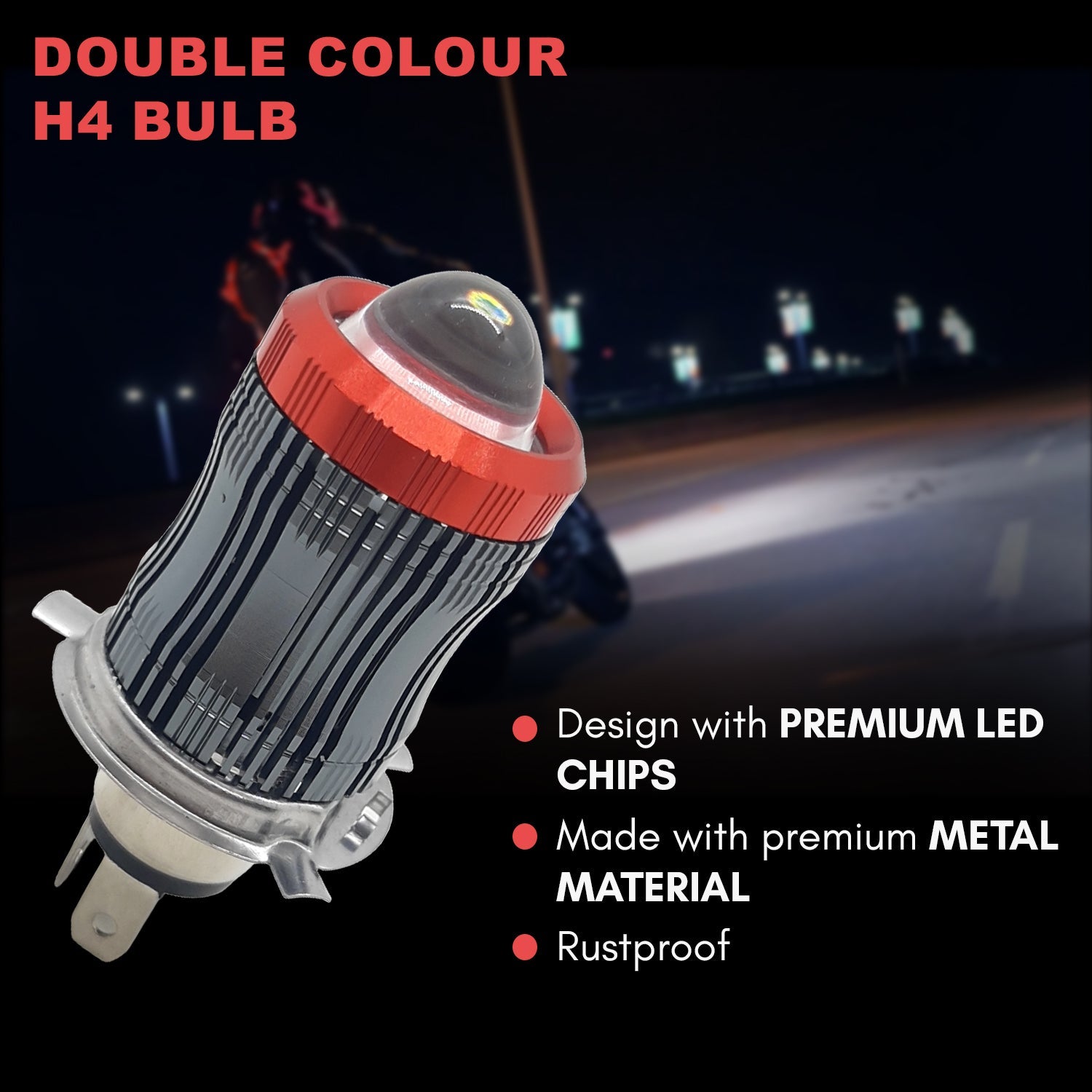 H4 Colour Code Yellow/White H4 Fitting LED Headlight Bulb for Bike and Car (pack of 1