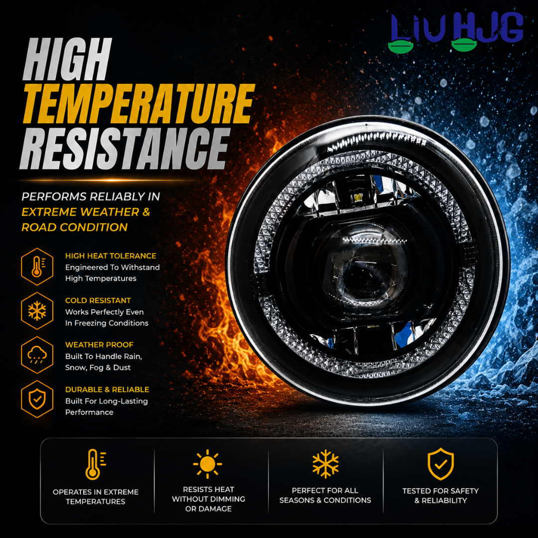 LIU HJG® C-199 7 Inch 58W Round LED Headlight with Yellow/White DRL for Bike & Thar (Pack of 1)