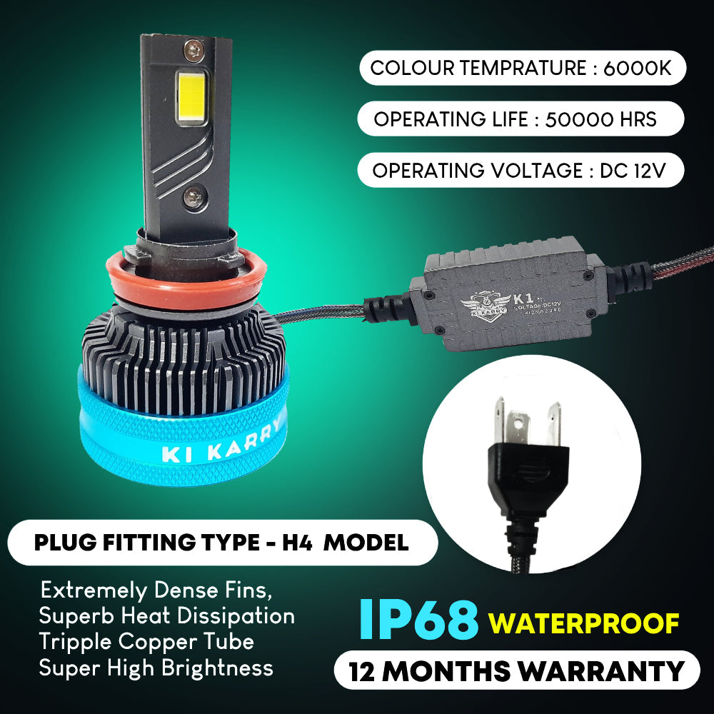 AUTOPOWERZ 300 WATTS LED Car Headlight Bulb, White Light, (Pack of 2 with 12 months Warranty) (H4/H19 Fitting)