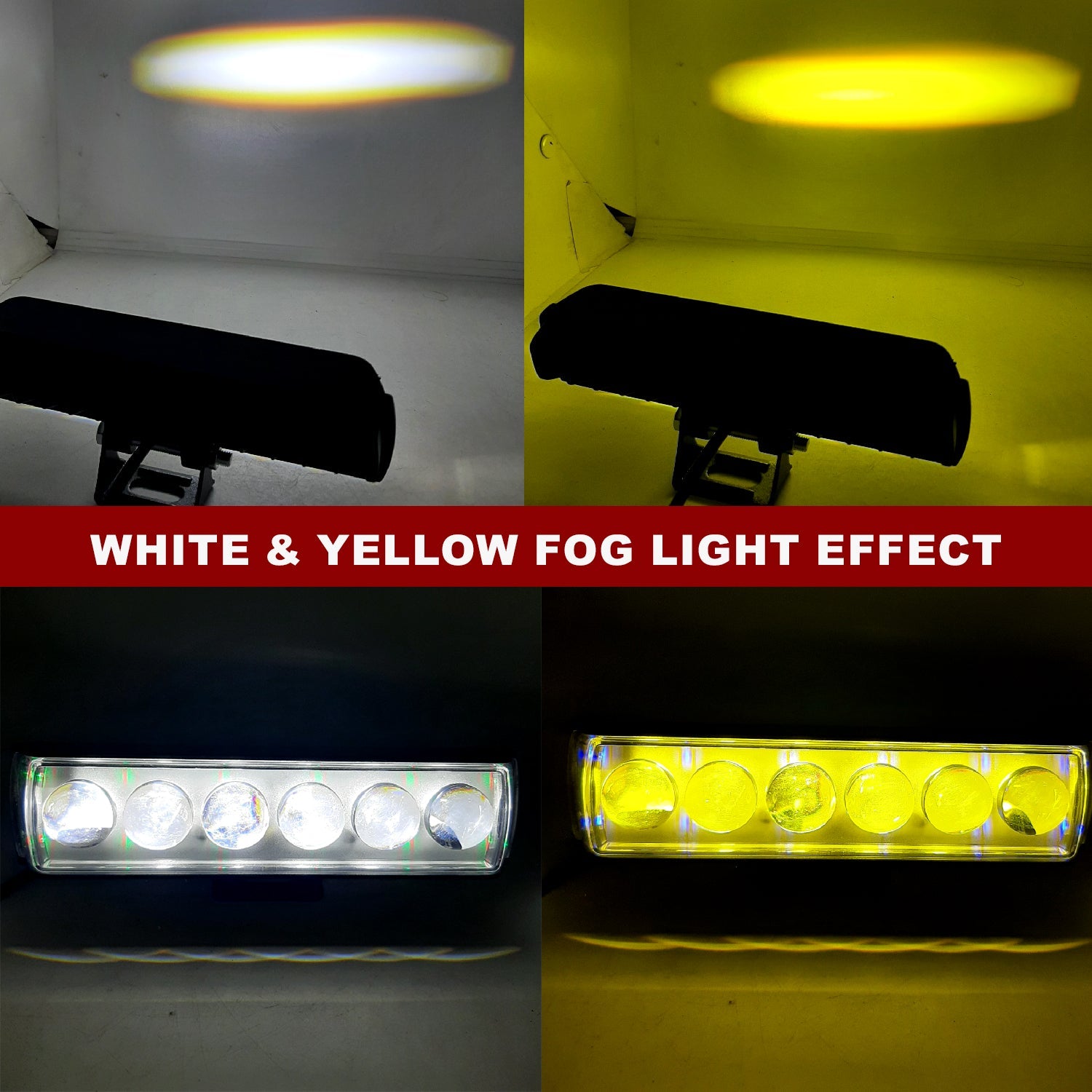 6 Lens Yellow/White Fog Light with Flashing & RGB 1 Pcs