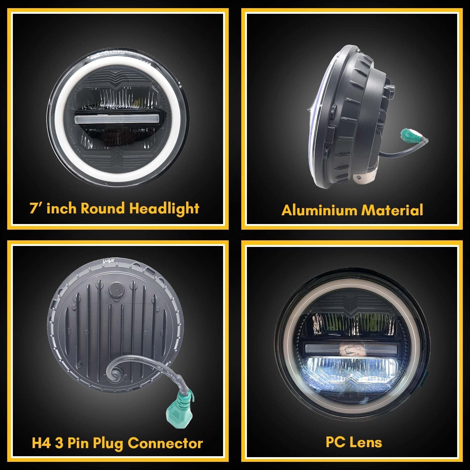 7 inch LED headlight for Royal Enfield, Mahindra Thar LED headlight, 100W round LED headlight, Amber White DRL headlight, 12V–80V AC/DC LED headlight, waterproof bike LED light, high power motorcycle headlamp, Royal Enfield Thar headlight upgrade, round LED headlight with DRL, dual color LED headlight for bikes and cars, off-road LED headlight, universal LED headlight 7 inch, LED projector headlight for Thar, bright white LED bike headlight, DRL headlight for motorcycles.