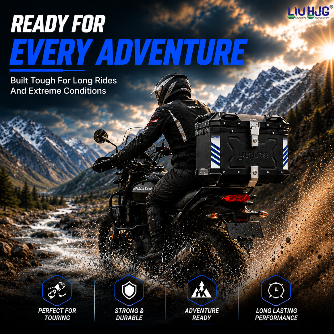 LIU HJG 45L Aluminum Top Case Installed on Royal Enfield Himalayan Autopowerz