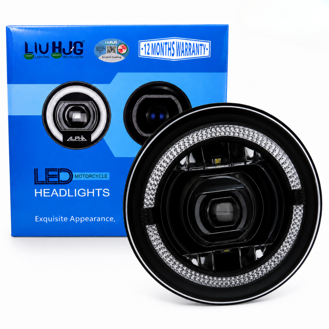 LIU HJG® C-199 7 Inch 58W Round LED Headlight with Yellow/White DRL for Bike & Thar (Pack of 1)