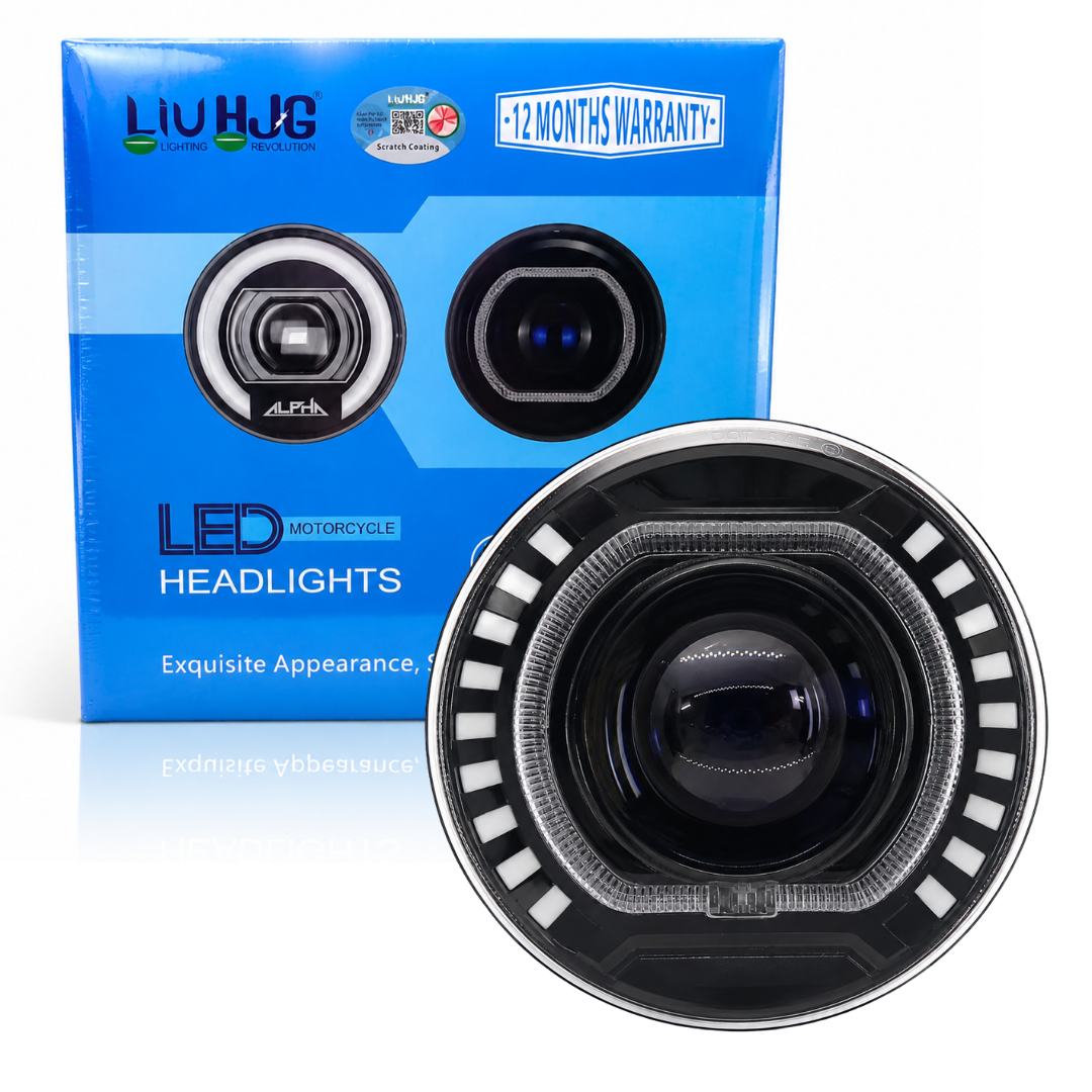 LIU HJG C-227 7 Inch 58W Round LED headlight with retail box sold by authorized seller Autopowerz.