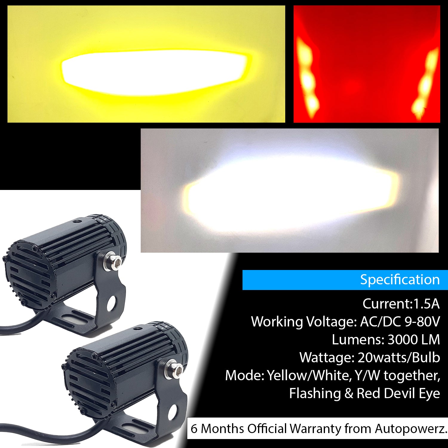 Original LIU HJG V3 Mini Drive, Red Devil Eye, Yellow White Flashing