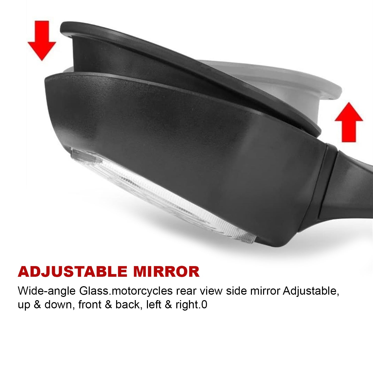 AUTOPOWERZ ABS Plastic Motorcycle Black Rear View Side Adjustable Mirror with LED Turn Light R15 Mirror