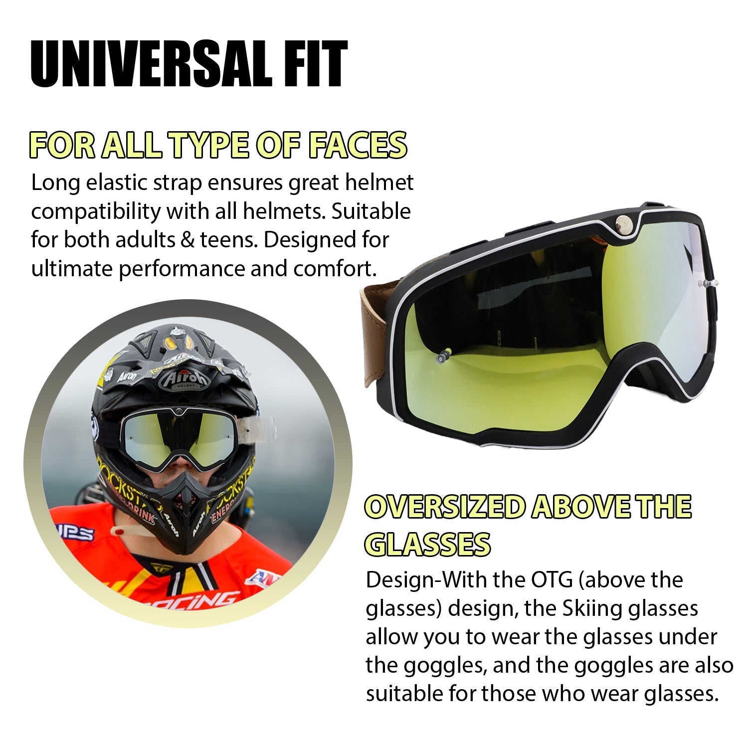 AUTOPOWERZ 100% BARSTOW® Goggle SUPERIOR VISION SYSTEM FOR RIDERS & MOTORSPORTS (Black-Colour)