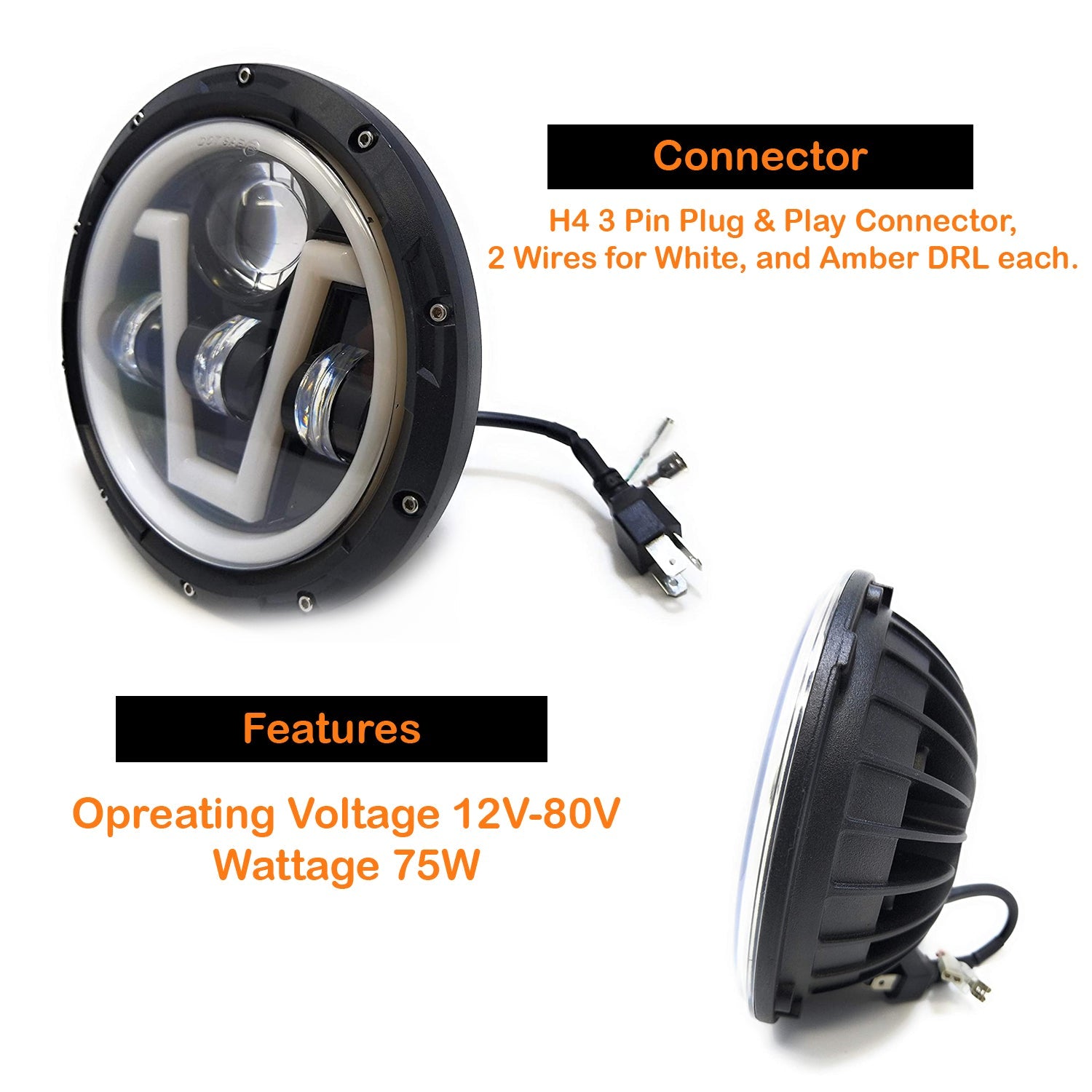 7 Inch Dual Color with DRL LED Headlight