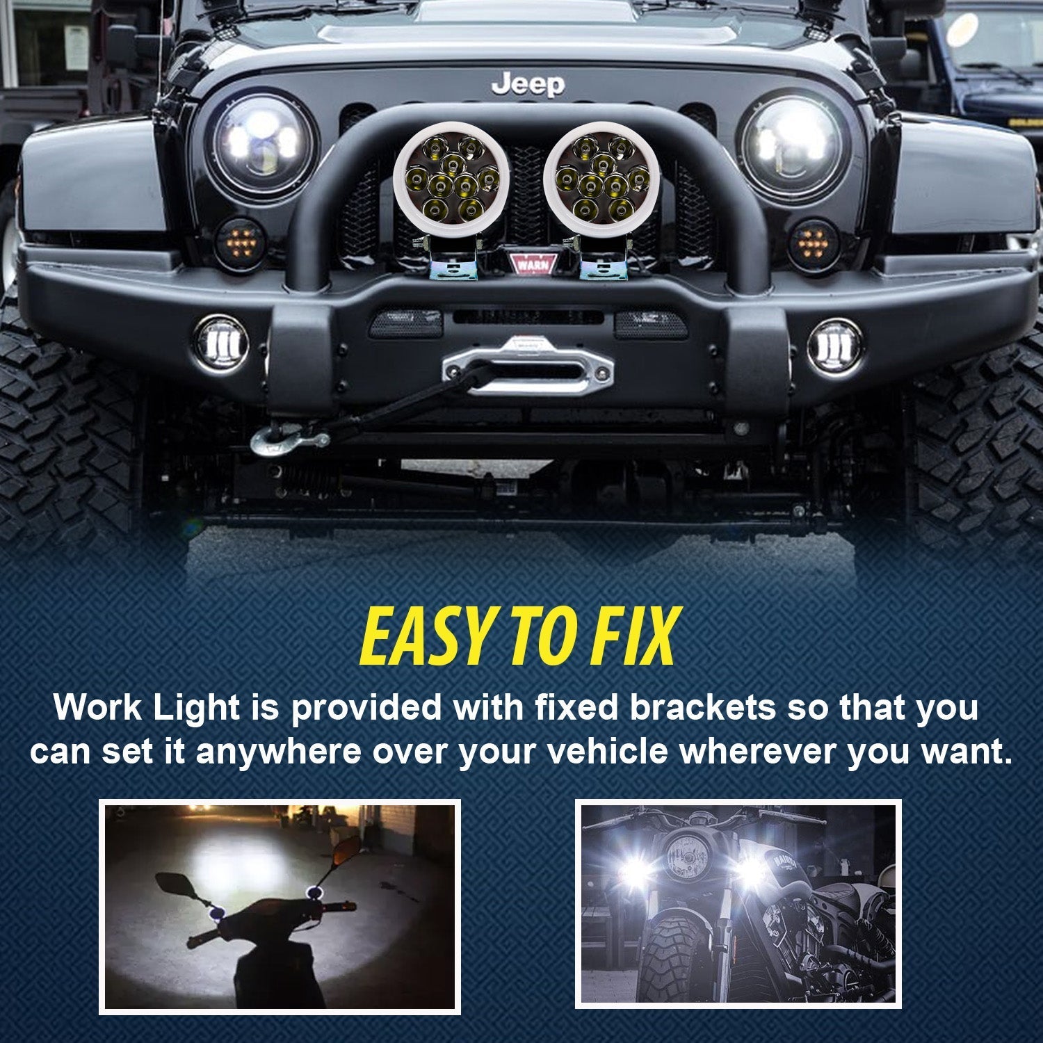 AUTOPOWERZ 27W 9-LED Round Auxiliary Fog Light with Red DRL Ring (White Beam, DC 9V–80V, 6000LM)