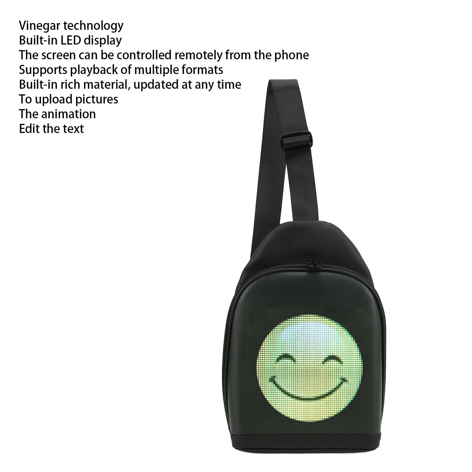 LED Display Adjustable Sling Backpack 10.5inch Multiple Pockets Waterproof Sling Fully App Control  (Pack of 1)