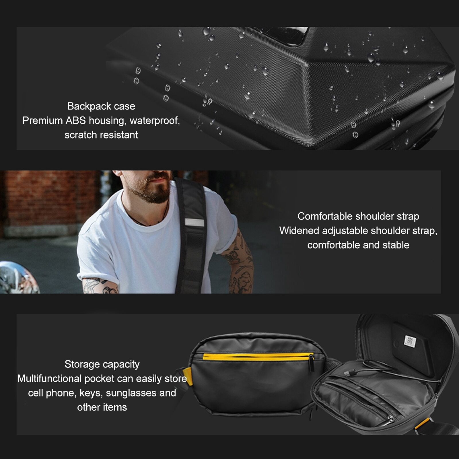 LED Display Backpack With APP Control Waterproof Adjustable Shoulder Strap With USB (Pack of 1)