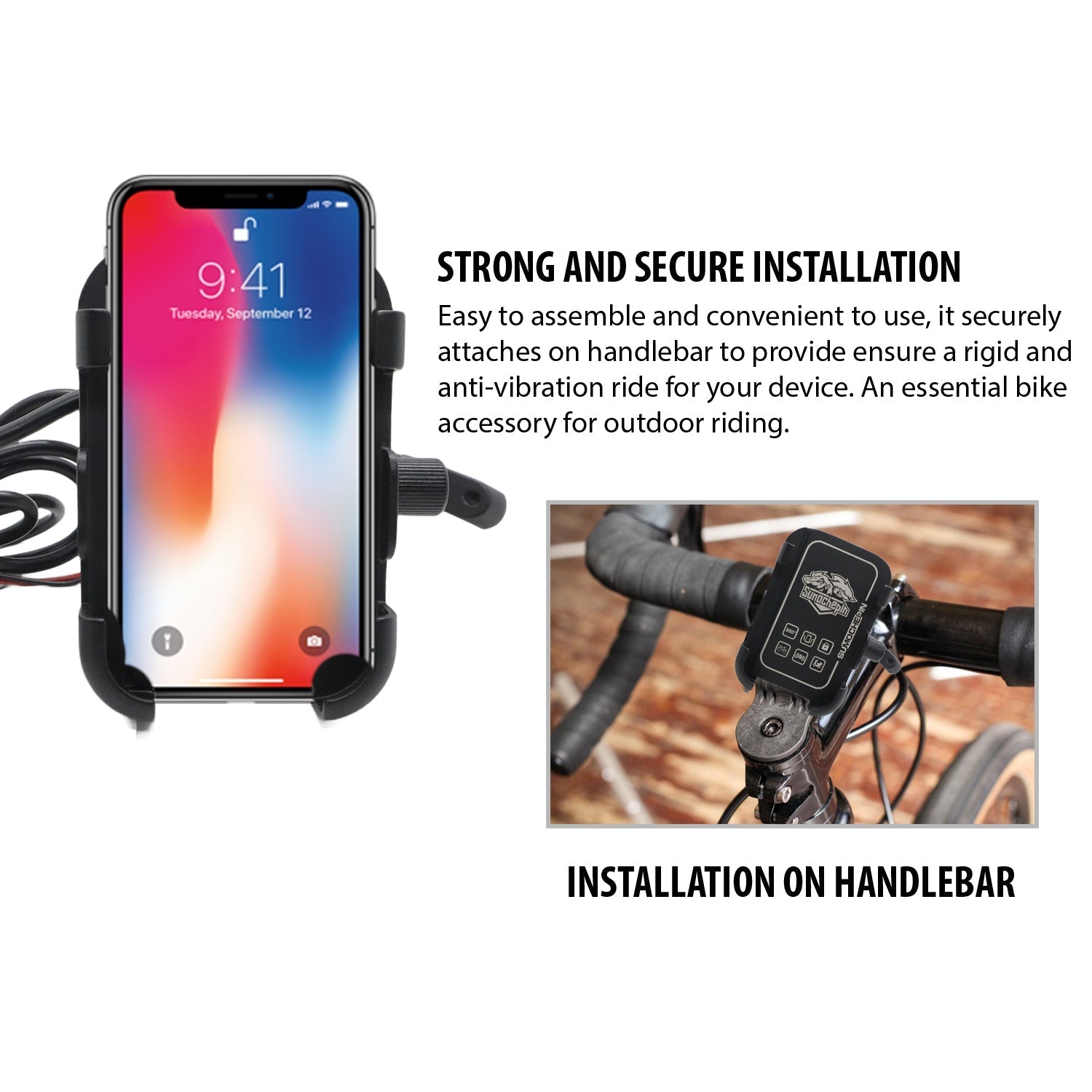 AUTOPOWERZ Universal CNC, Motorcycle Handlebar Mount Holder Stand for 3.5-6.2 Inch Mobile, GPS, Action Camera, Anti-Slip Fixed Bracket Shockproof (With USB)