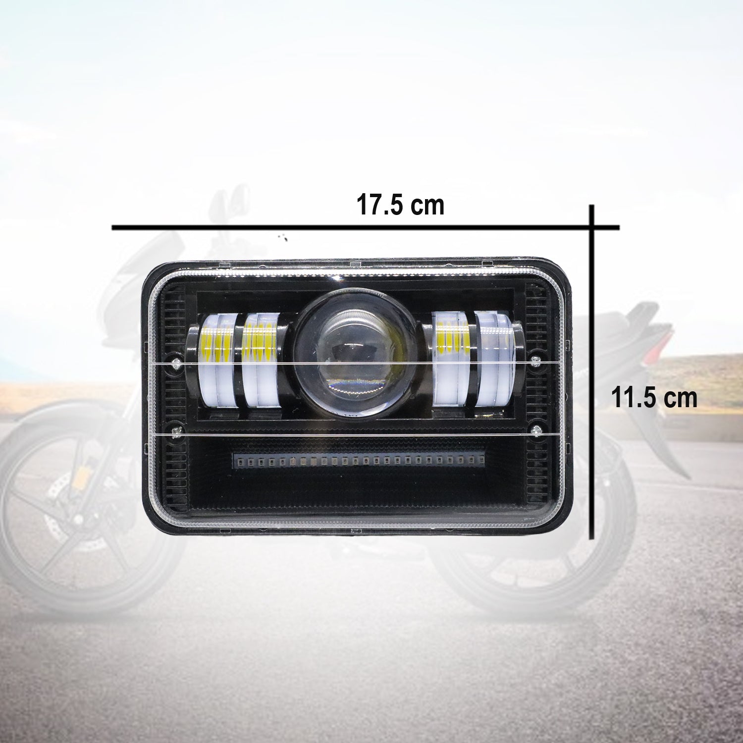 AUTOPOWERZ® Splendor Led Headlight Yellow-White With Red & Blue Strobe Function Light For Hero Splendor Plus, Splendor Pro, Splendor