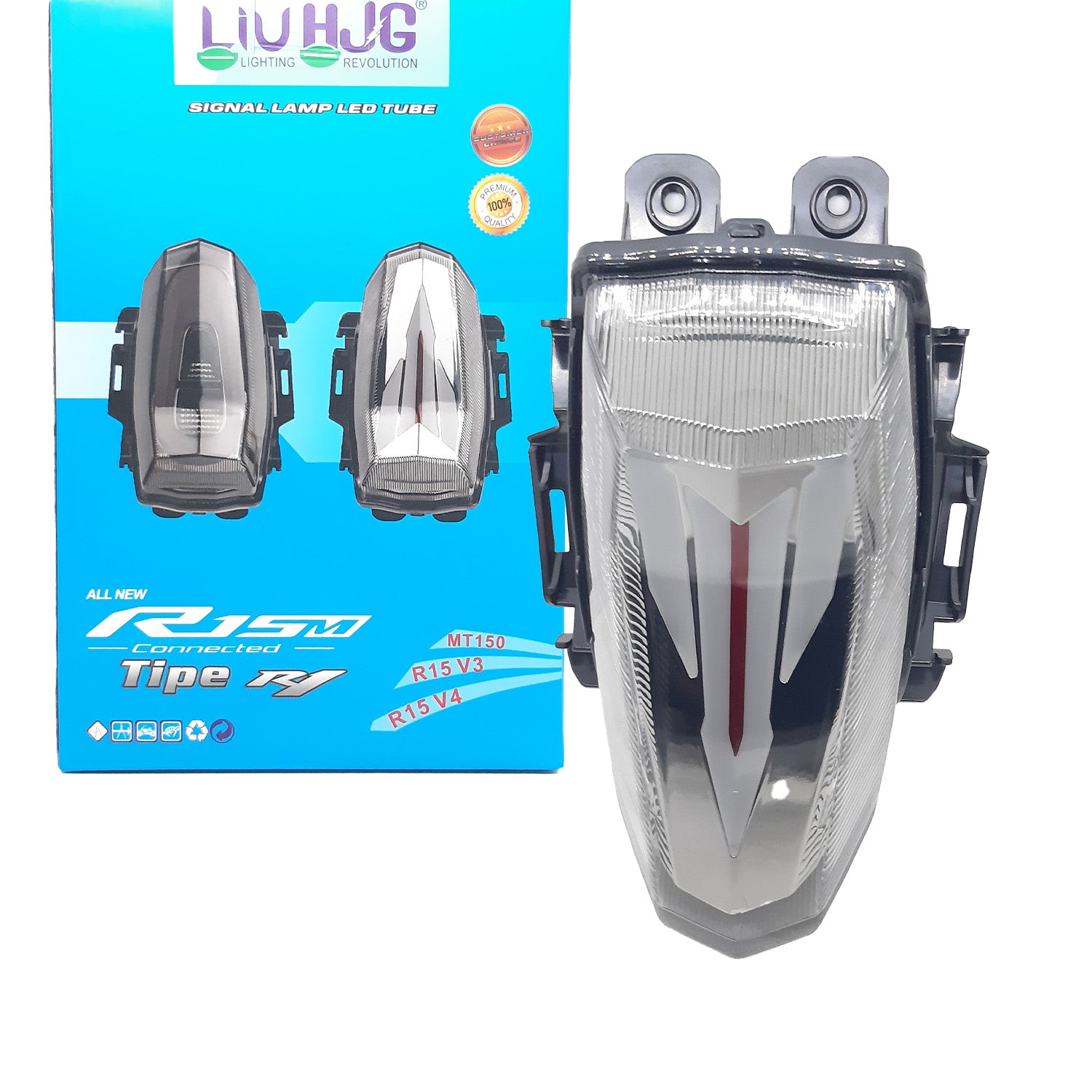 Red MT Logo Bike Tail Light with Yellow Turn Signal Indicators