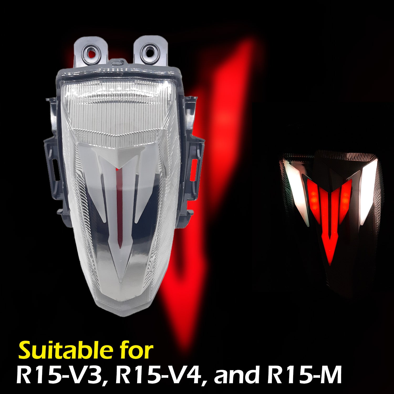 Red MT Logo Bike Tail Light with Yellow Turn Signal Indicators