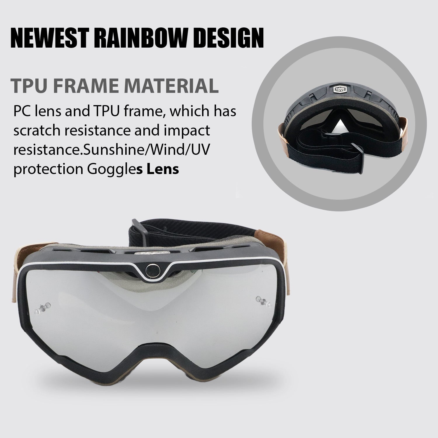 AUTOPOWERZ 100% BARSTOW® Goggle SUPERIOR VISION SYSTEM FOR RIDERS & MOTORSPORTS (Silver-Black)