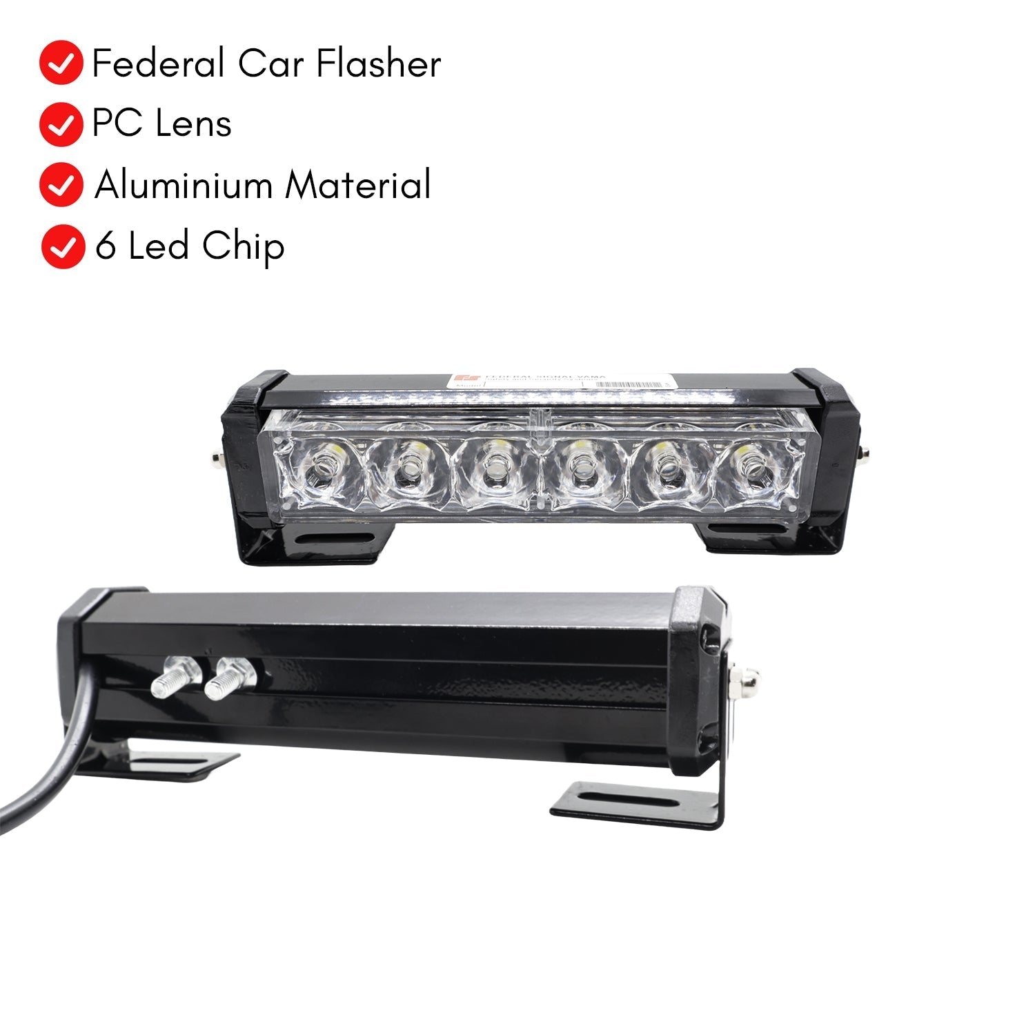 Federal Car Flasher Yellow & white Lighting Effect, 15 Modes With Smart Remote Control (Pack of 2pcs)