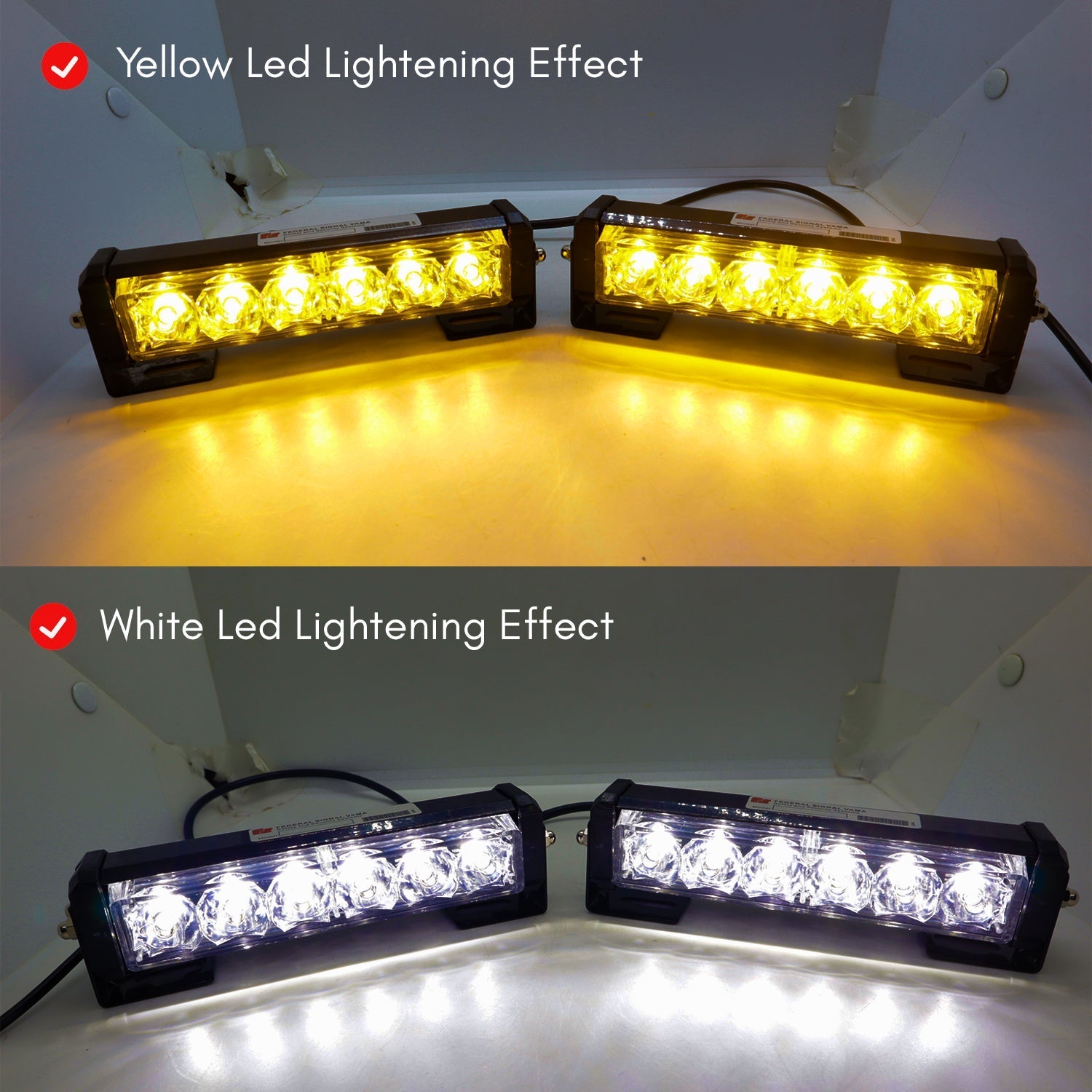 Federal Car Flasher Yellow & white Lighting Effect, 15 Modes With Smart Remote Control (Pack of 2pcs)